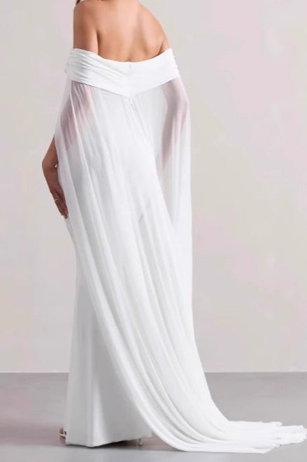 Strapless Cape Long Formal Dress