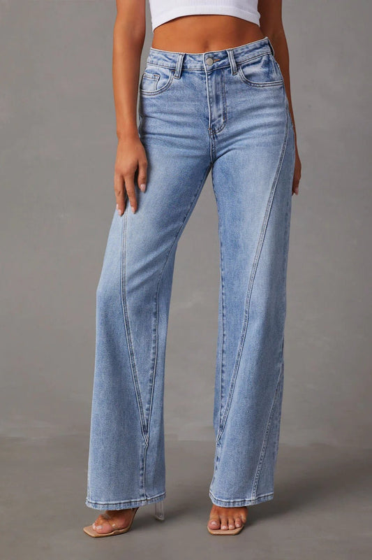 Washed Street Style Wide Leg Jeans