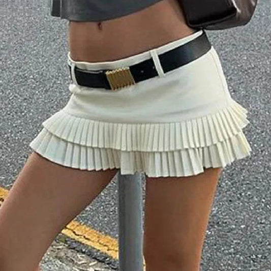 Spliced Pleated Skater Skirt