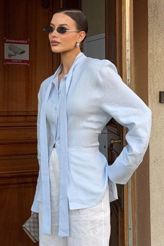 Vintage Cotton Tie Front Bloshope