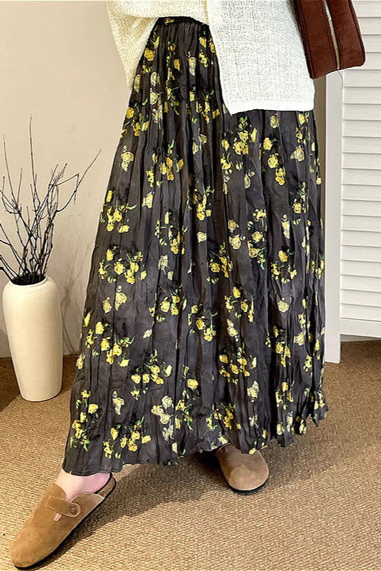 High Waist Plshop Size Floral A Line Skirt