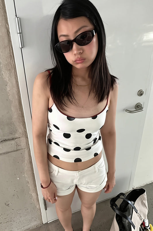 Polka Dot Waist Slim Cami Top