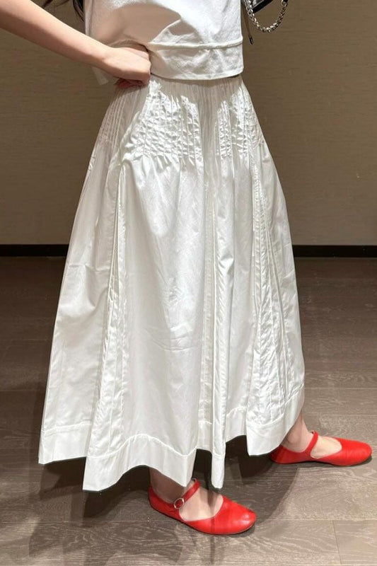 Sweet High Waist Unique Youthful White Maxi Skirt