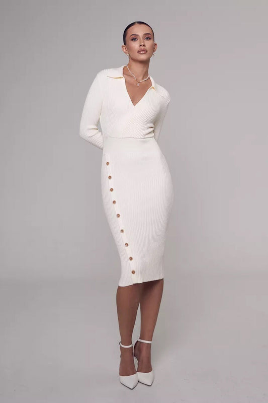 Polo Neck Bodycon Sweater Dress
