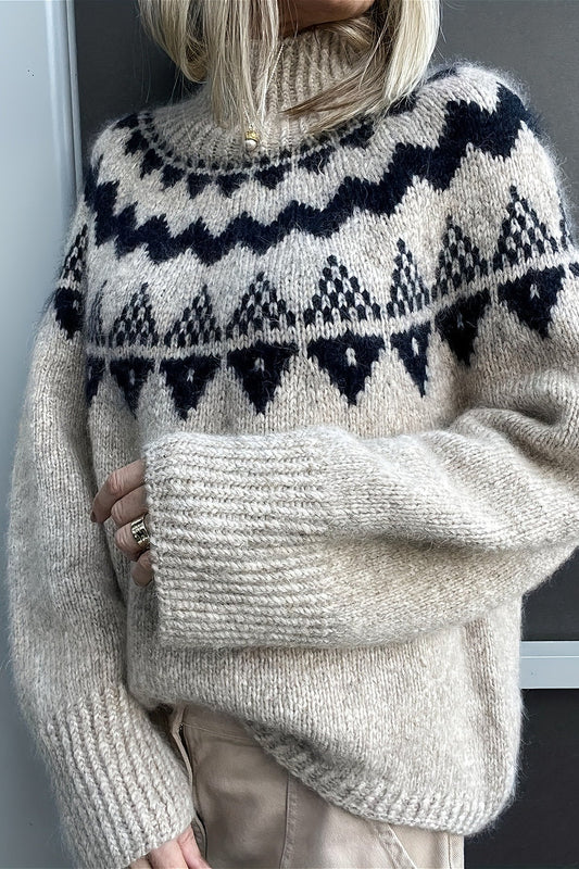 Vintage Loose Fit Jacquard Knit Sweater