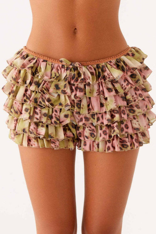 Lace Layered Ruffle Mini Skirt