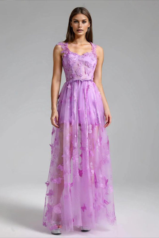 Spaghetti Strap Butterfly Party Dress