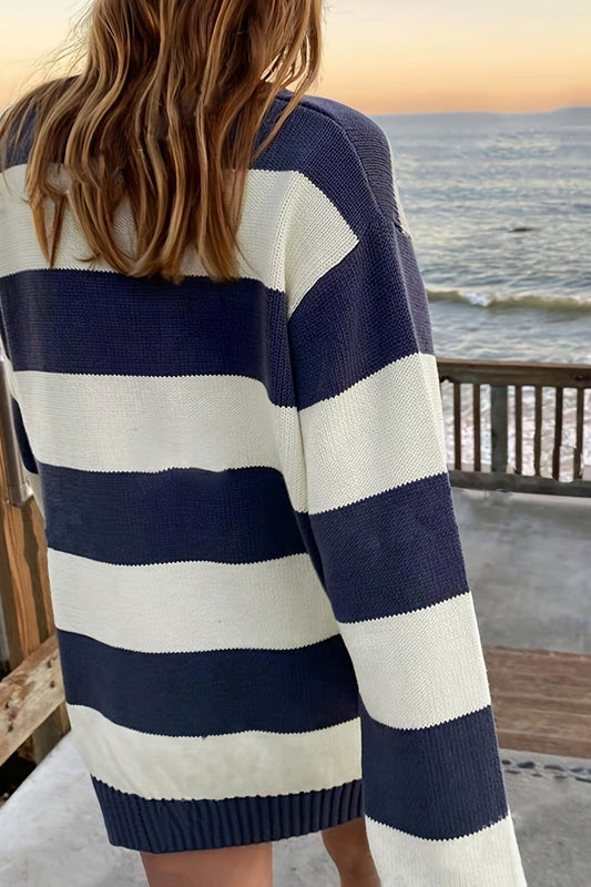 Crew Neck Casual Loose Knit Pullover Sweater