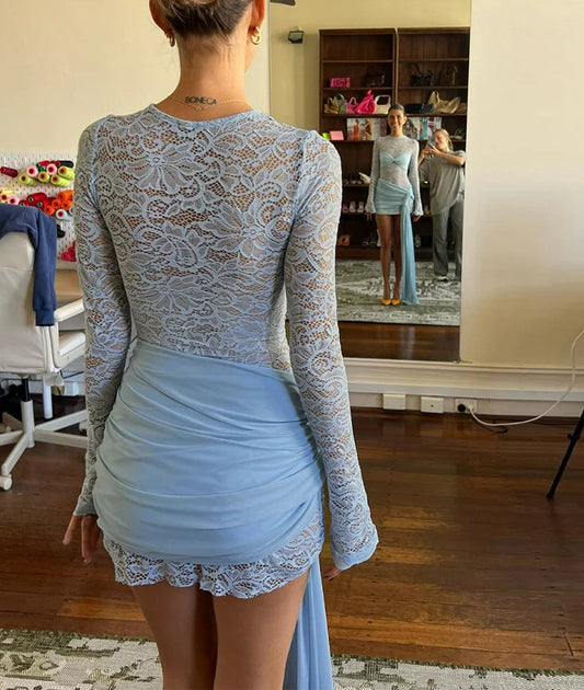 Irregular Lace-Up Mini Dress