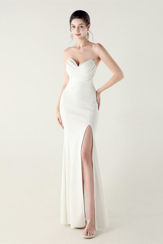 Strapless Sweetheart Pleated Party Dress
