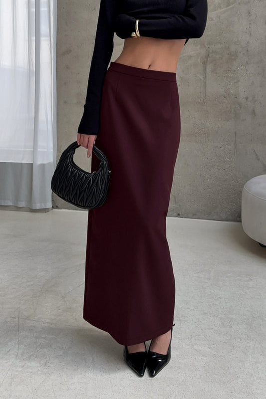 High Waist Straight Slit Long Skirt