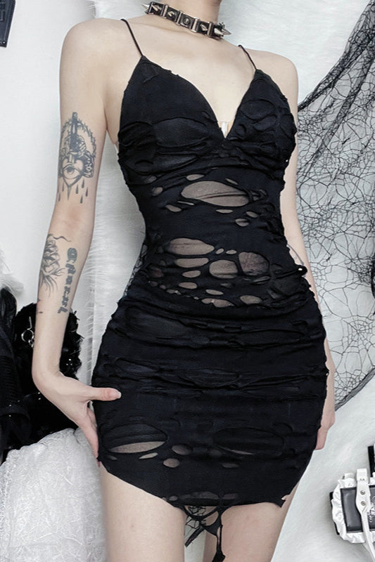 Distressed Strap Gothic Dress