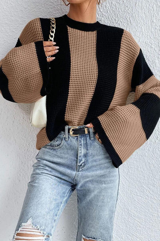 Unique Striped Crewneck Niche Stylish Knit Sweater