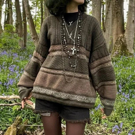 2000s Vintage Striped Y2K Preppy Style Sweater