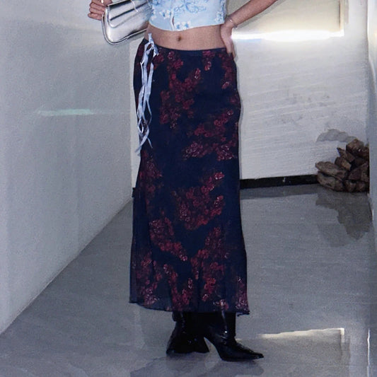 Gothic Vintage Elegant Flower Summer Fall Casual Skirt