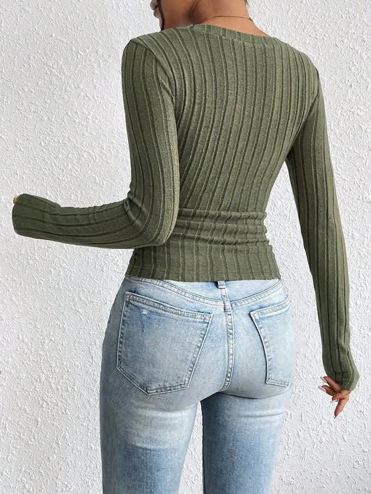 Sexy V-Neck High-Grade Spice Sweater Knitted T-shirt Women