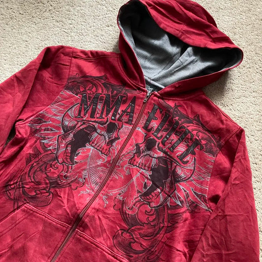 Vintage Skull Wing Zip Up Hoodie