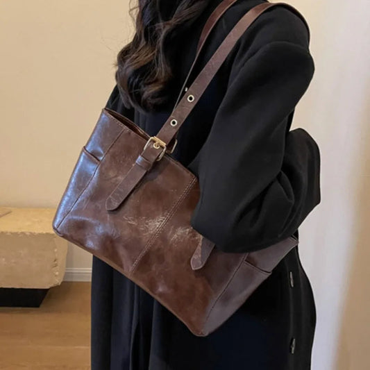 Korean Retro PU Leather Shoulder Bag