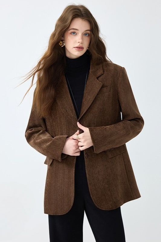 Vintage Solid Color Blazer