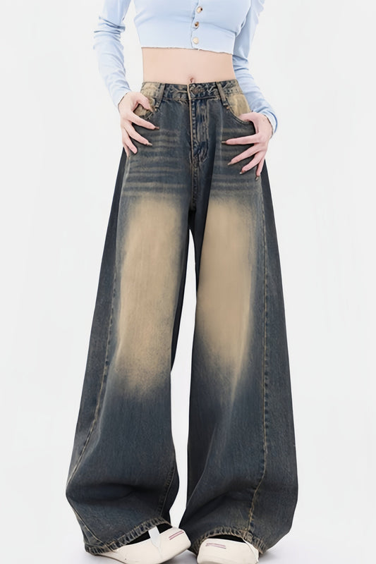 Retro Faded Wide Leg Jeans