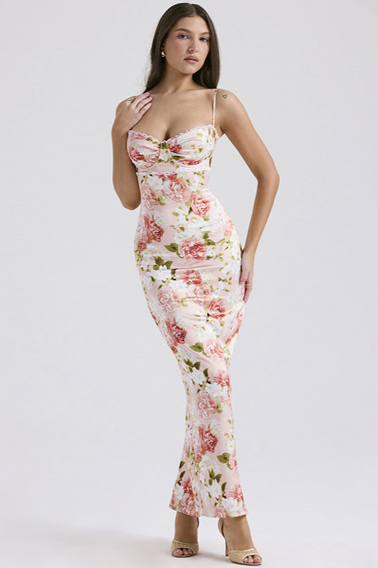 green emerald velvet dress Lace Cutout Floral Print Cami Dress White / XL main image 1