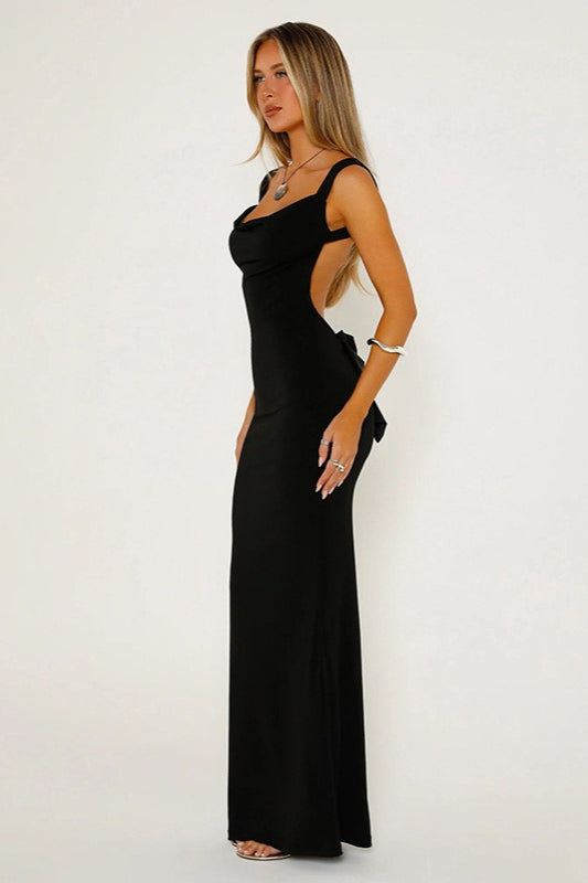 Bow Back Spaghetti Strap Formal Dress