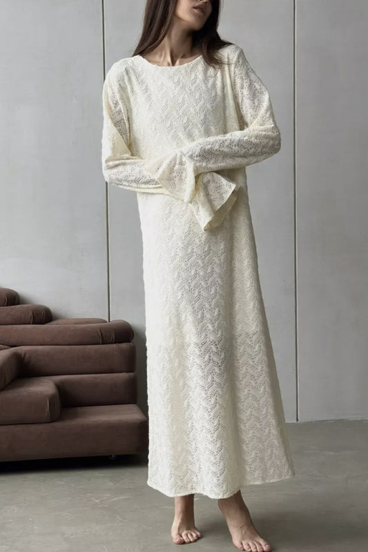 Knit Jacquard Long Sleeve Boho Dress