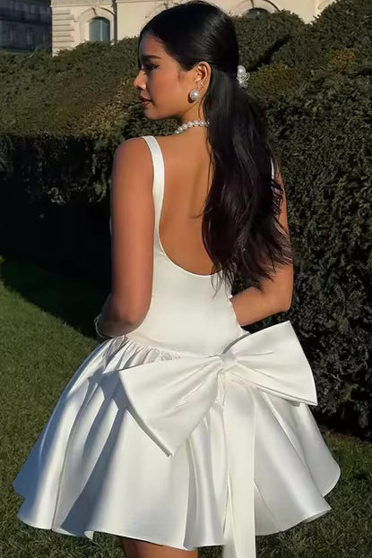 Bow Spaghetti Strap Party Cocktail Dress