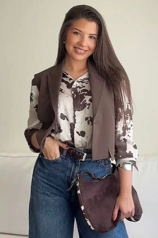 Animal Print Satin Oversized Blouse