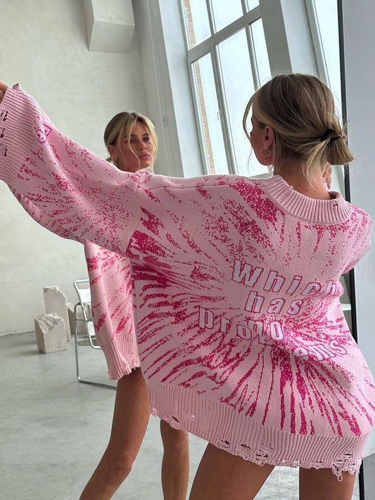 Contrast Letter Knit Pullover Sweater