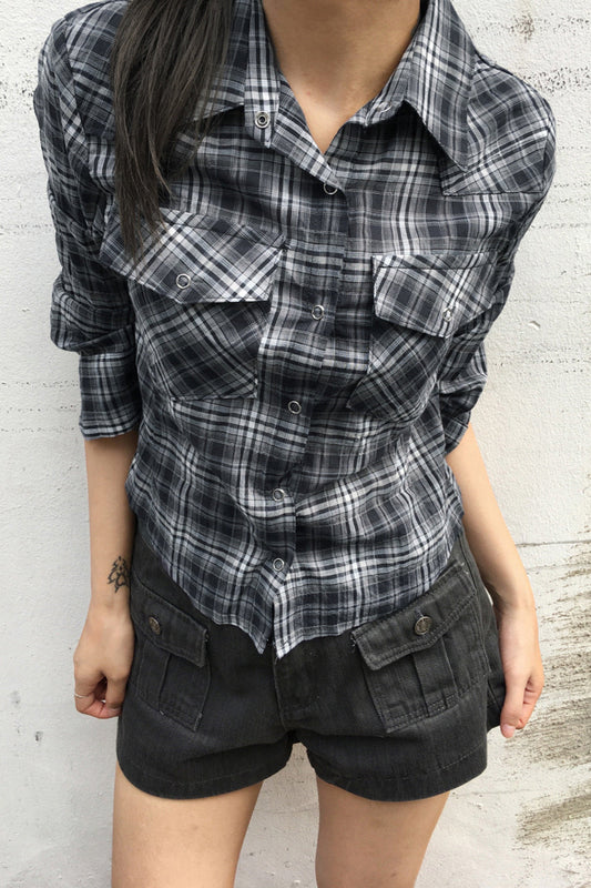 Camouflage Short Fitted Waist Long Sleeve Shirt Bloshope