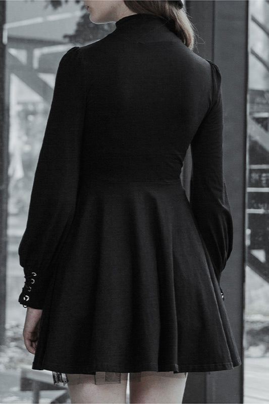 Pleated A-Line Gothic Dress