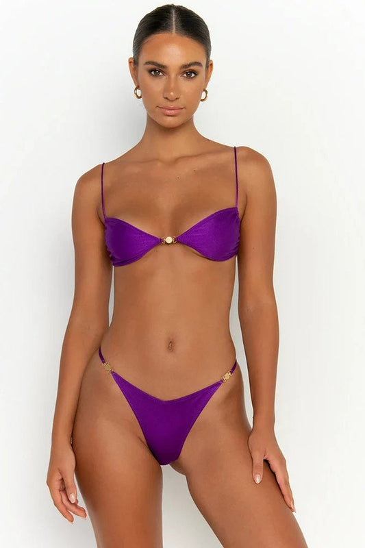 Solid Bikini Set Women Swimsuit With Ties Bikini Set