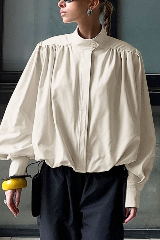 Chic High Neck Puff Sleeve Jacket