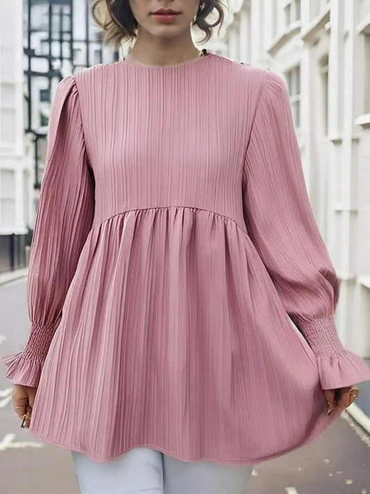 Lantern Long Sleeve Pleated Bloshope Casual Bloshope