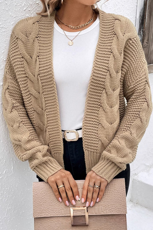 Ribbed Solid Color Long Sleeve Knit Cardigan