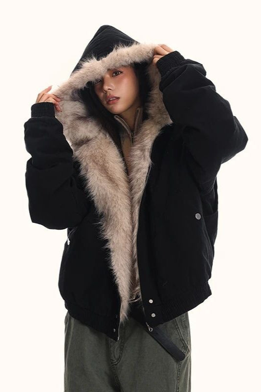 Fur Hooded Insulated Jacket
