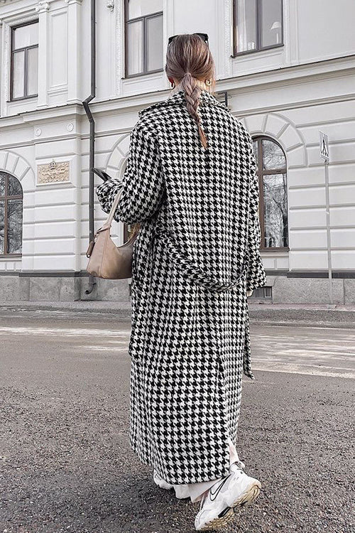 Long Houndstooth Trench High End Overcoat