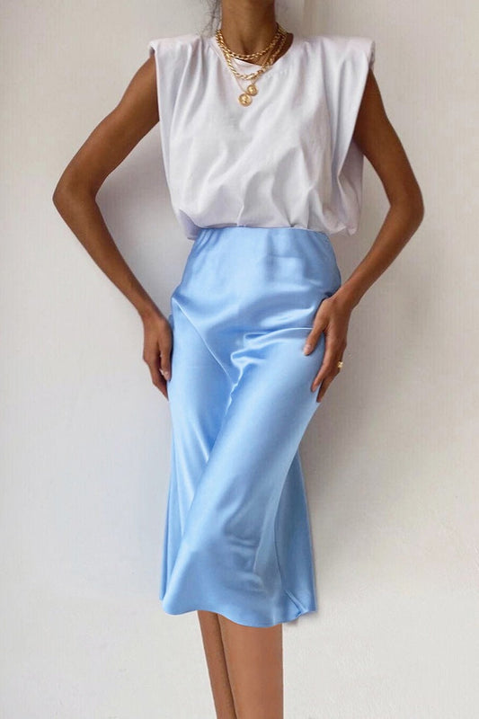Satin Fishtail Midi Skirt