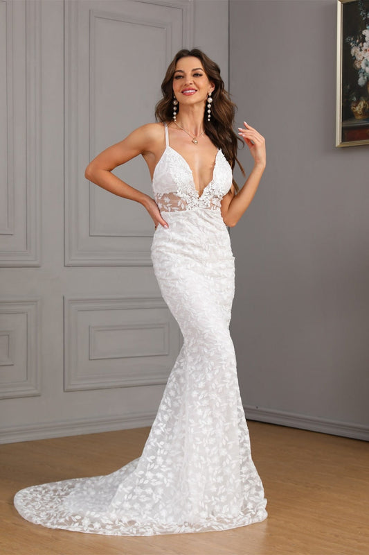 Sleeveless Train Bodycon Formal Dress