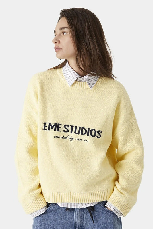 Embroidery Knit Slouchy Pullover Bloshope