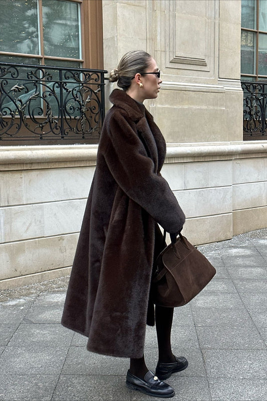 Belted Longline Faux Fur Insulated Overcoat