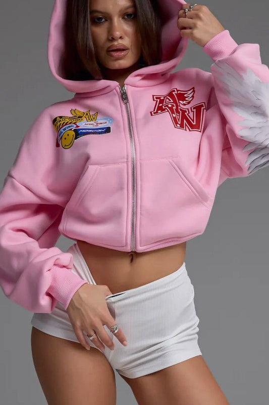 Motorcycle Graphic Zip Up Hoodie