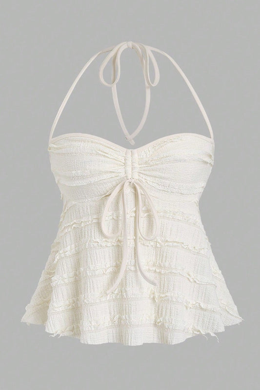 Asymmetrical Tie Halter Bikini Set