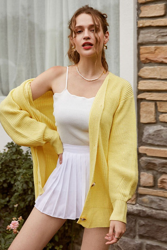 Solid Color Relaxed Knit Cardigan