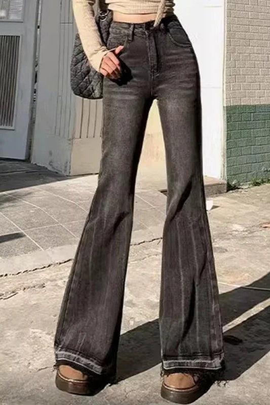 Slim Fit Elastic Bell Bottom Jeans