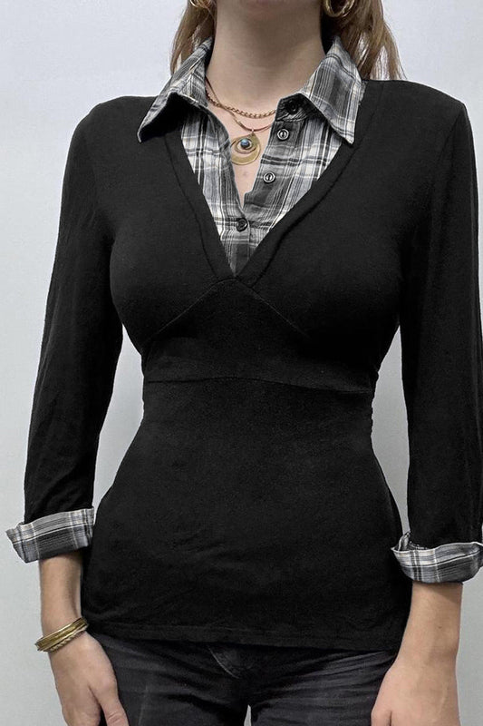 Knit Camouflage Fitted Long Sleeve Bloshope