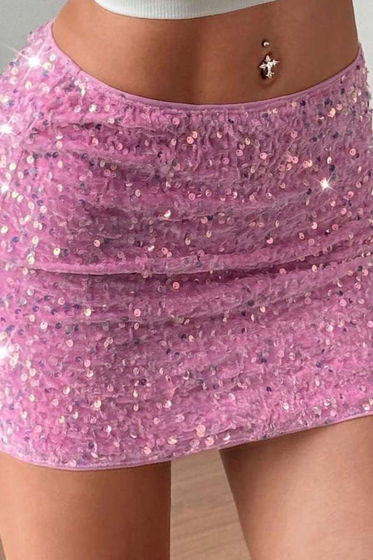 Velvet Sequin Bodycon Mini Skirt