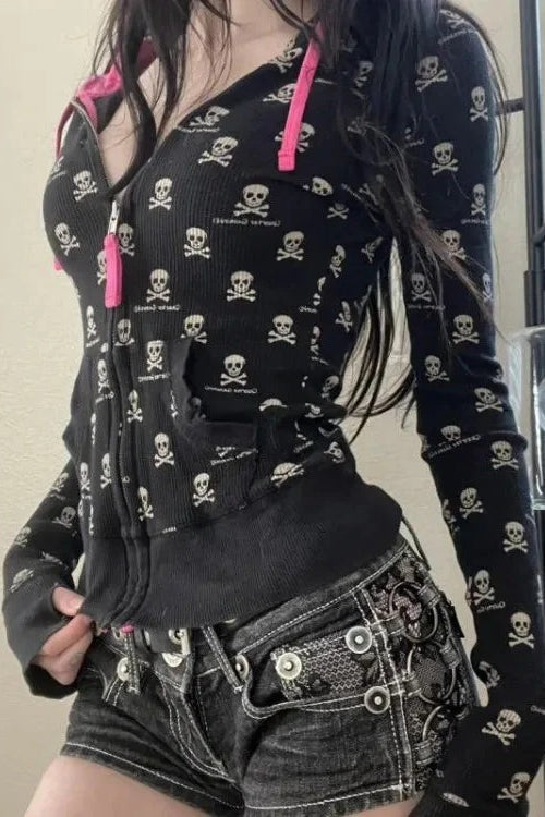 Rebellioshop Dark Skull Hoodie