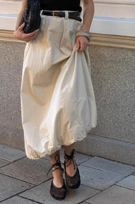 French Style Puff Skirt Spring Midi Skirt